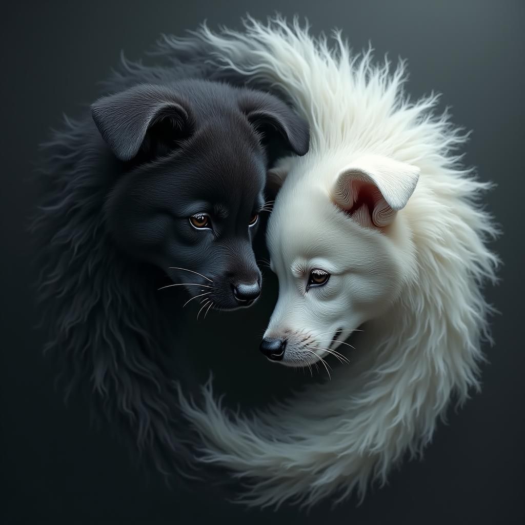 Yin Yang of Black and White Puppies