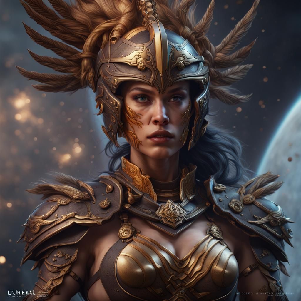 Jupiter as Female Warrior: Detailed Matte Painting