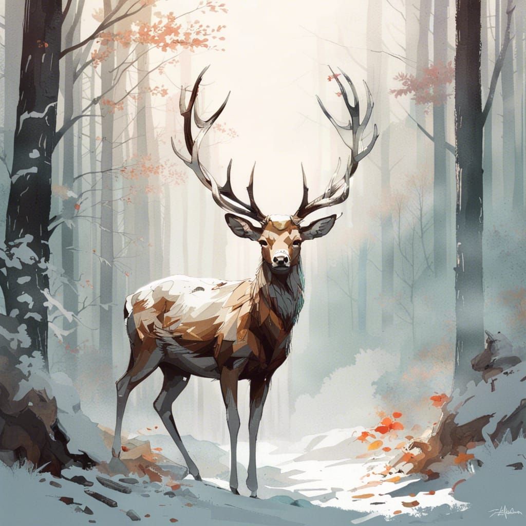 Majestic Deer Portrait in Hyperdetailed Style