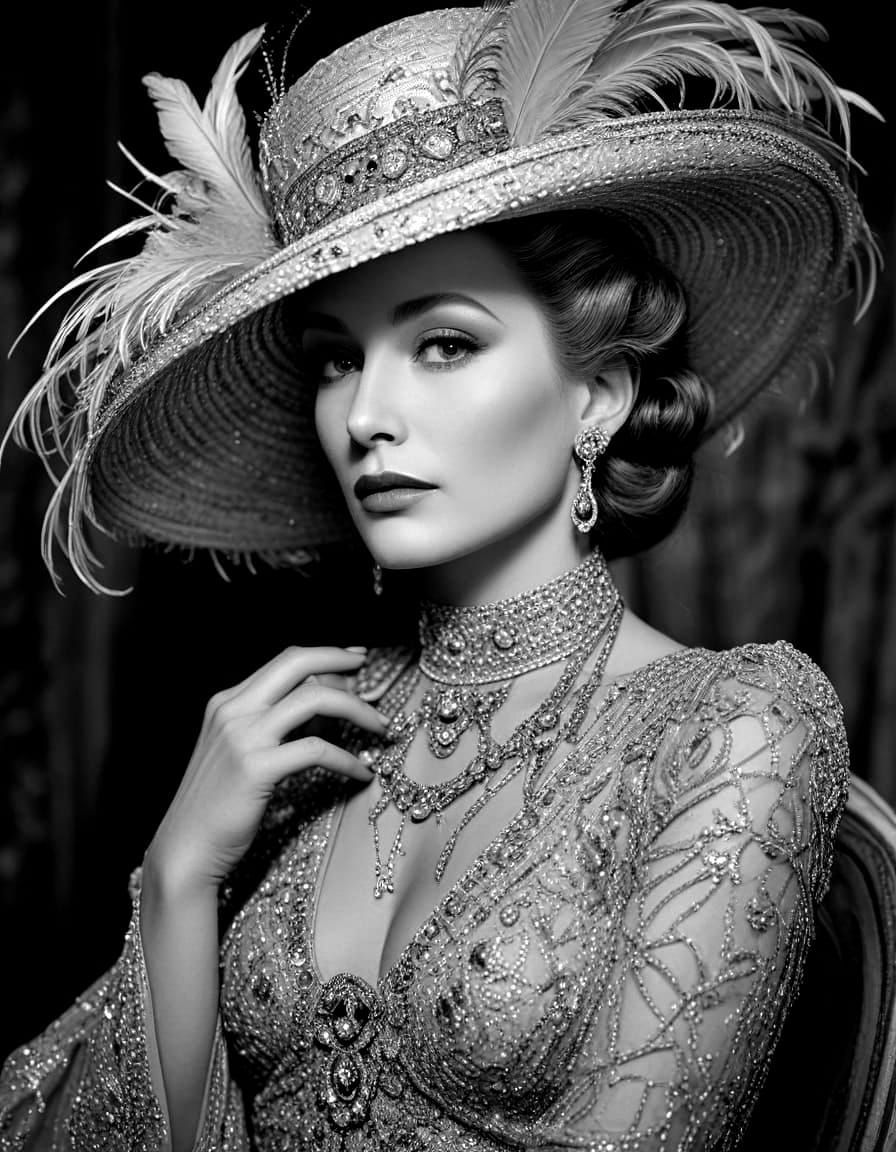 Old Hollywood Glamour Portrait in Art Deco Style