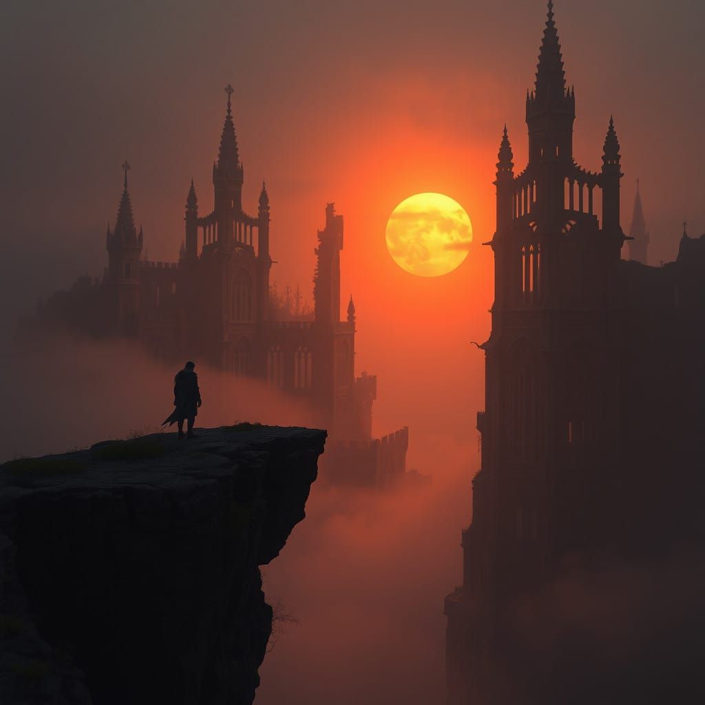 Dystopian Landscape of Desolation in Gothic Style