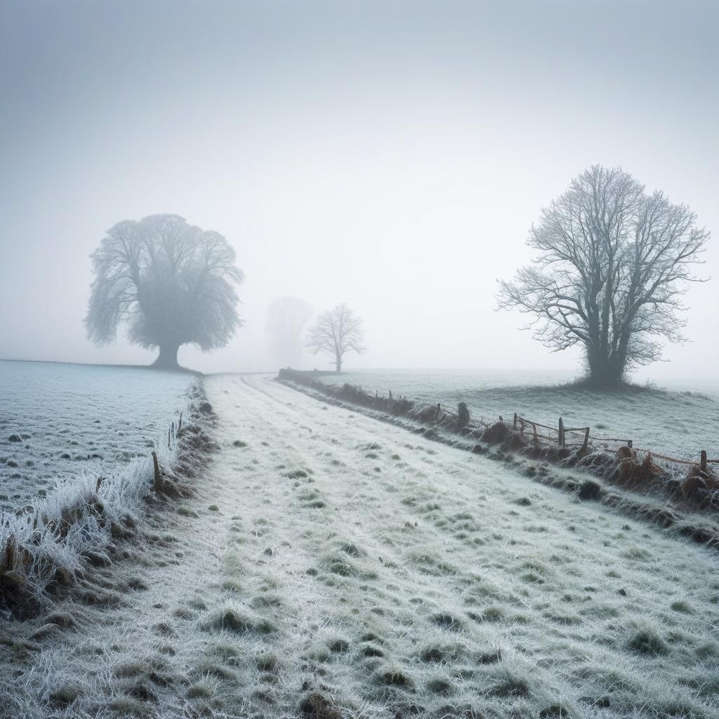 Surreal Winter Countryside: A Bleak Landscape