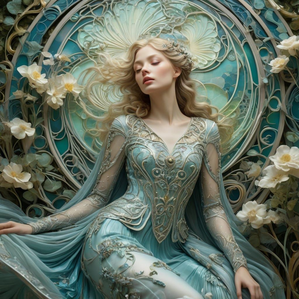 Romantic Garden Goddess in Iridescent Splendor