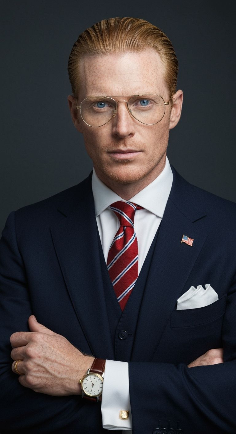 Elegant Man in Navy Suit, Studio Portrait