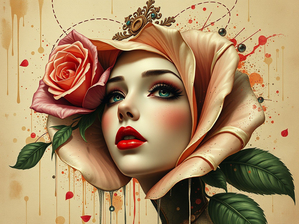 Steampunk Multimedia Masterpiece in Alluring Rose Tones