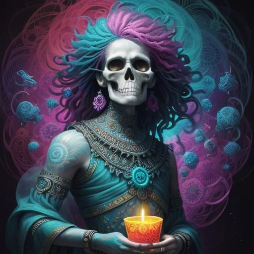 Astral Skull Art Inspired by Pablo Amaringo