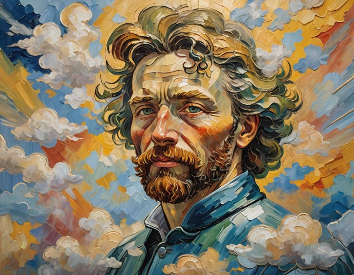 Angelic Street Art in Neo-Impressionist Oil Painting