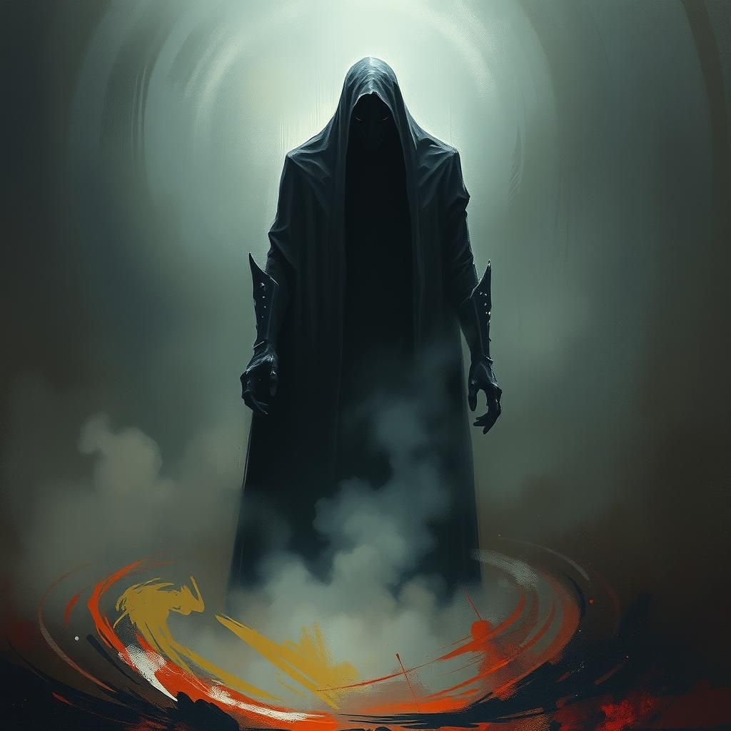 Dark Figure in Shadows: a Surrealist Vision