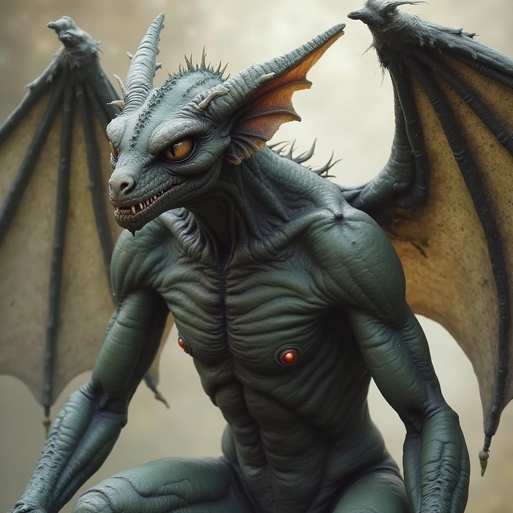 Living Gargoyle in Dark Fantasy Style