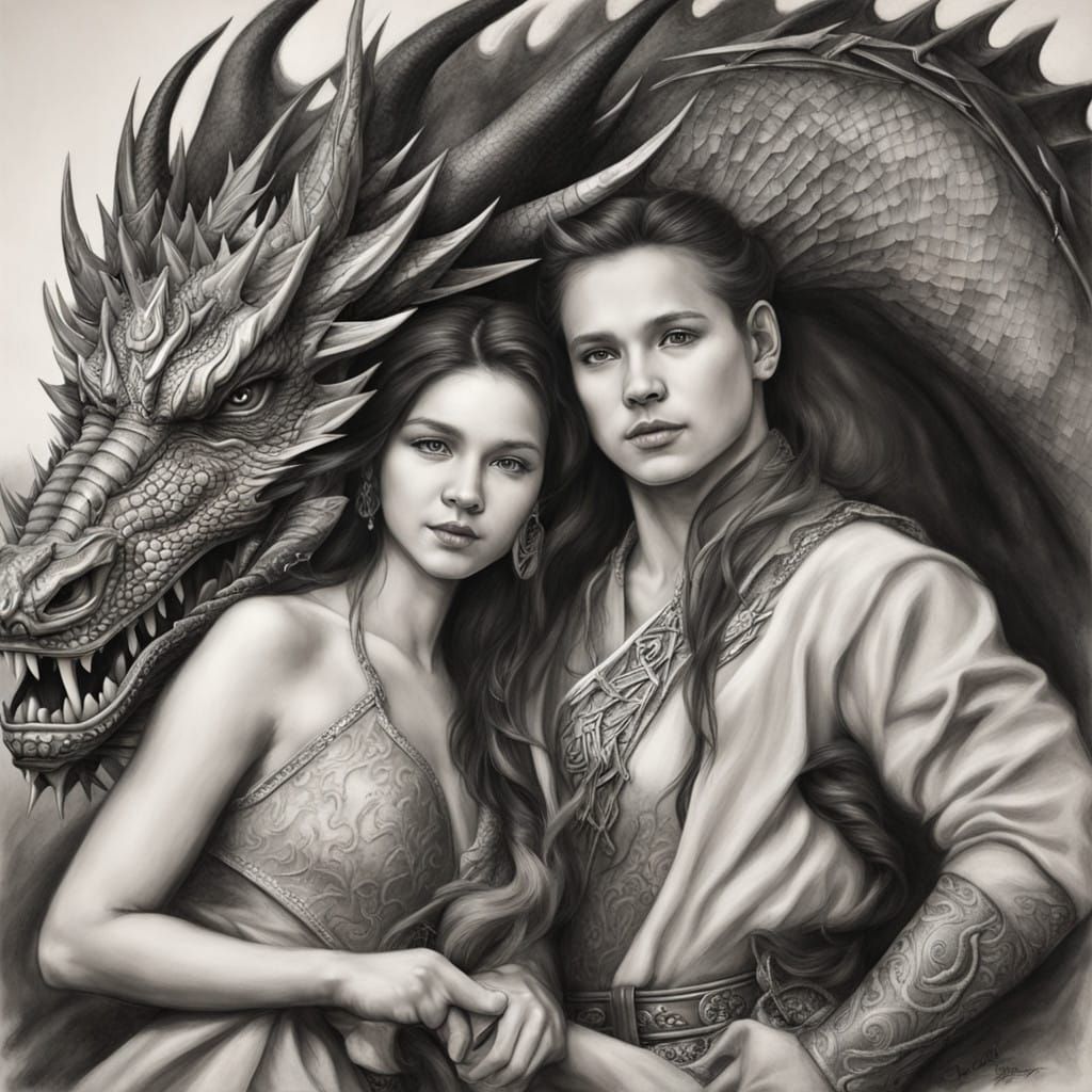 Charcoal Dragon Portrait Masterpiece by Nitram Artistry