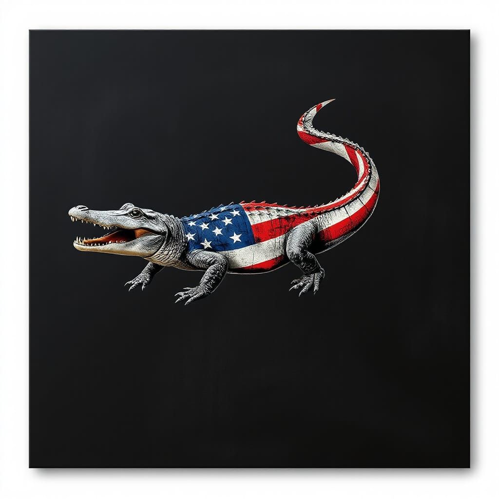 Alligator with American Flag Tail: Digital Painting