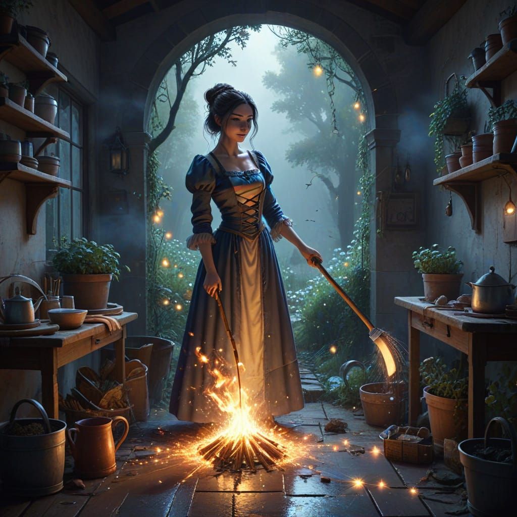 Magical Chores: Enchanted Cleaning Scenes
