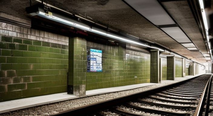 Eerie Green Liminal Spaces in Abandoned Subway