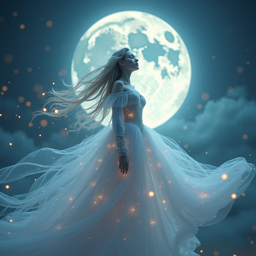 Celestial Goddess in Iridescent Aurora