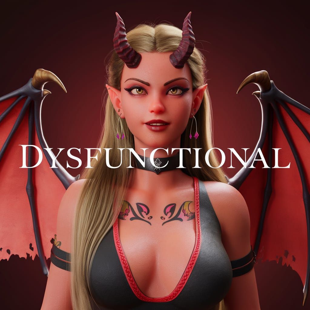 Beautiful Blonde Demon 3D Render