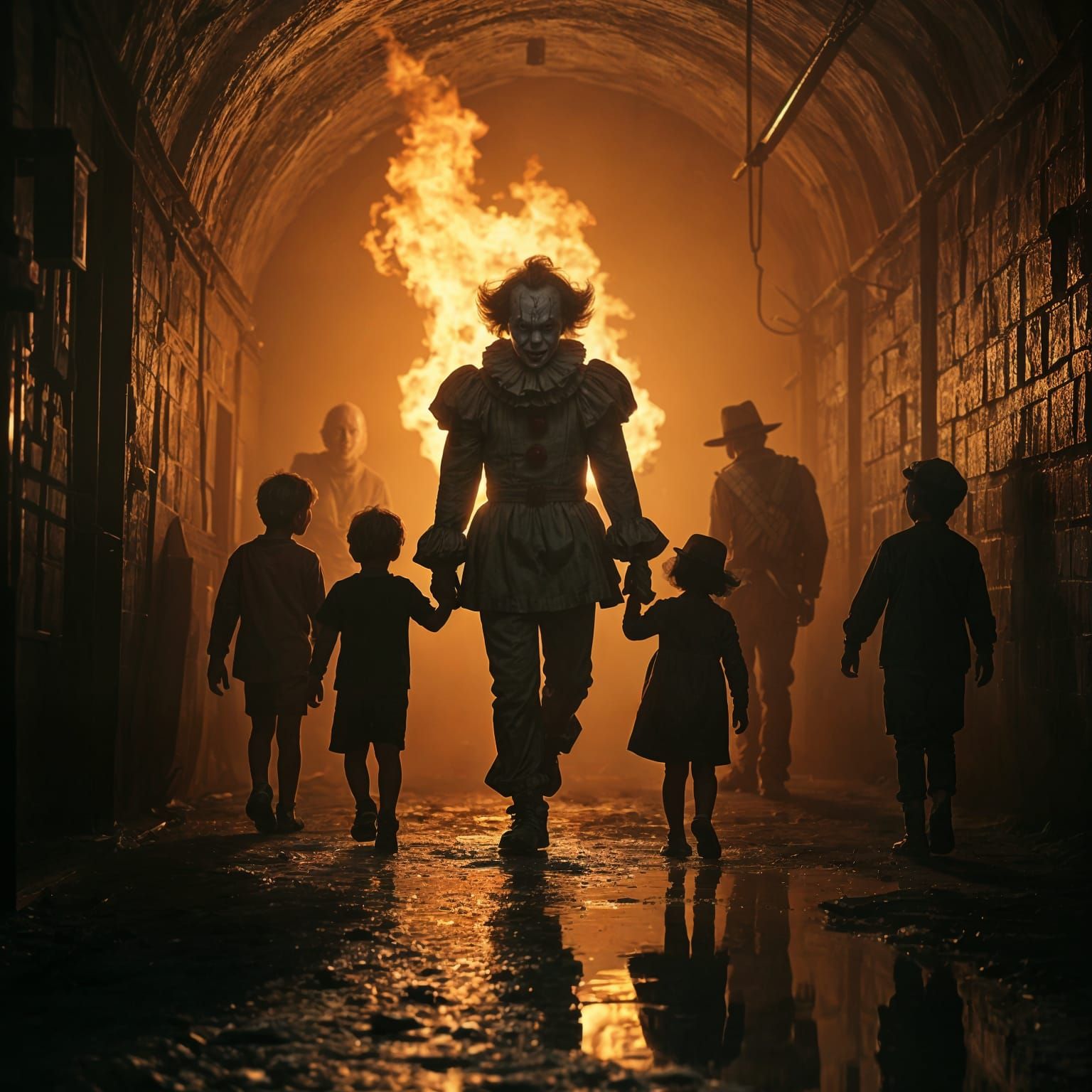 Creepy Clown Leading Children Through Sewers