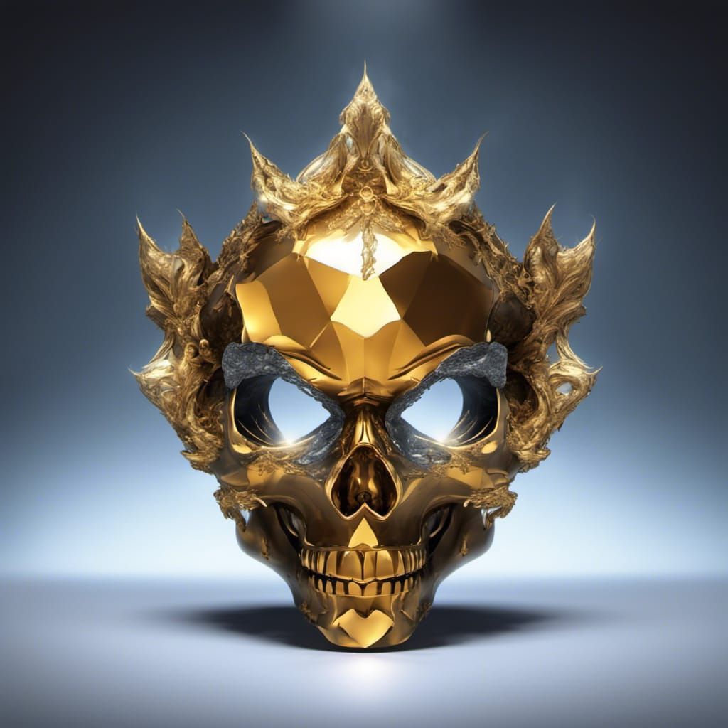 Diamond Skull Trophy in Molten Gold