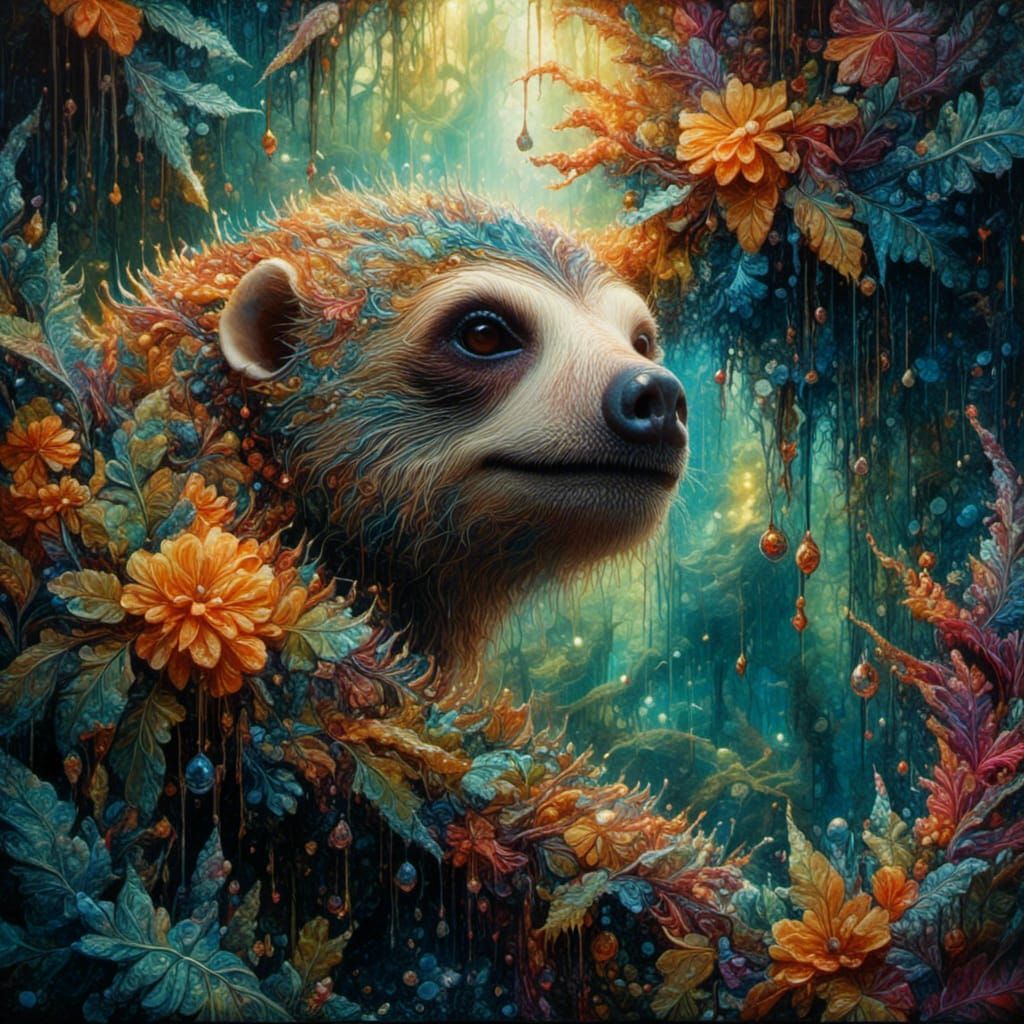 Sloth Merging with Fern in Biomechanical Forest