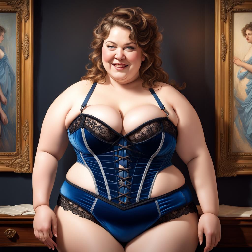 Curvy Woman in Velvet Corset: Photorealistic Portrait