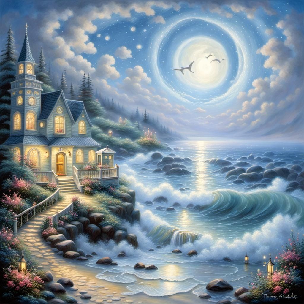Ethereal Fantasy Landscape at Night