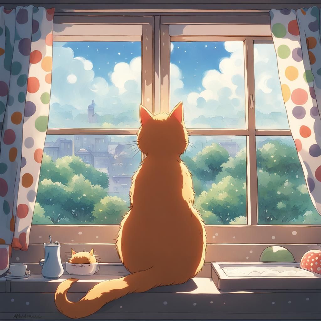 Polka Dot Cat: Studio Ghibli Anime Key Visual