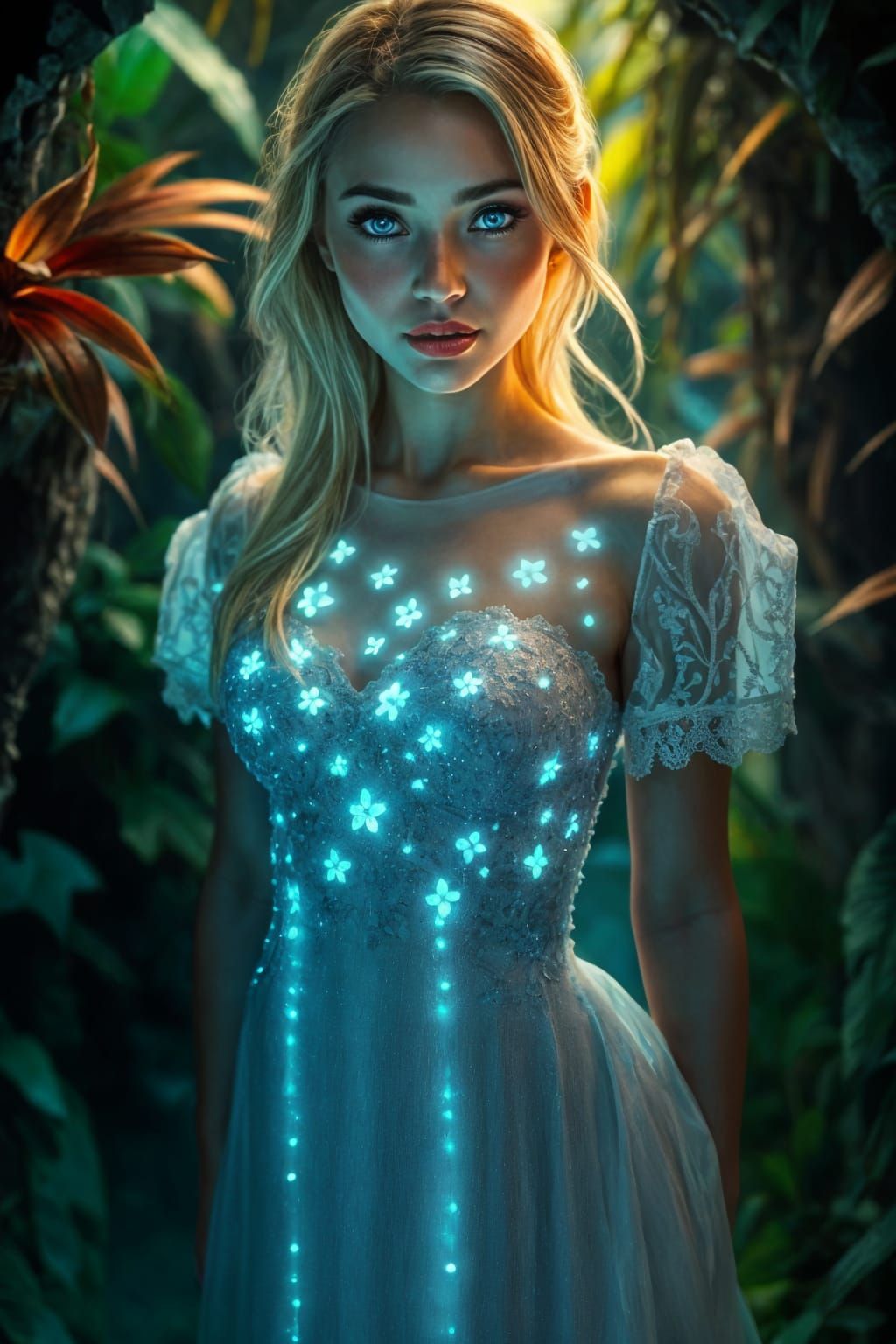 Bioluminescent Beauty in Tropical Grotto