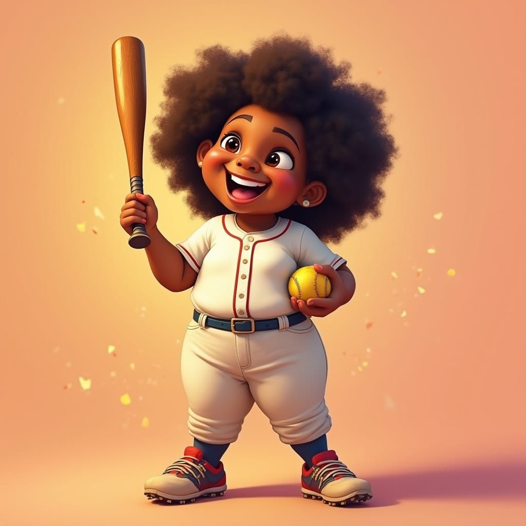 Vibrant Baseball Enthusiast with Golden Glow