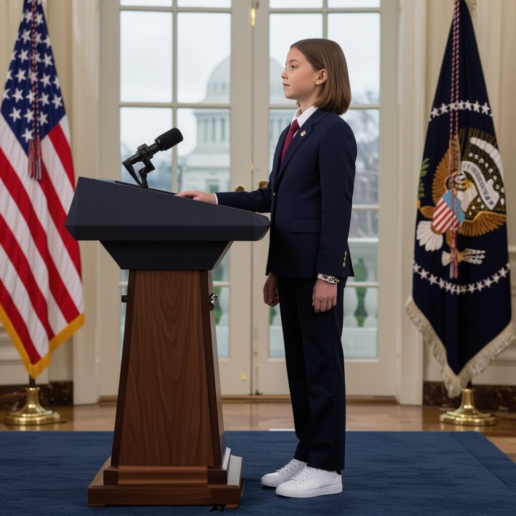 Young President in Power Suit and Sneakers Addresses Nation