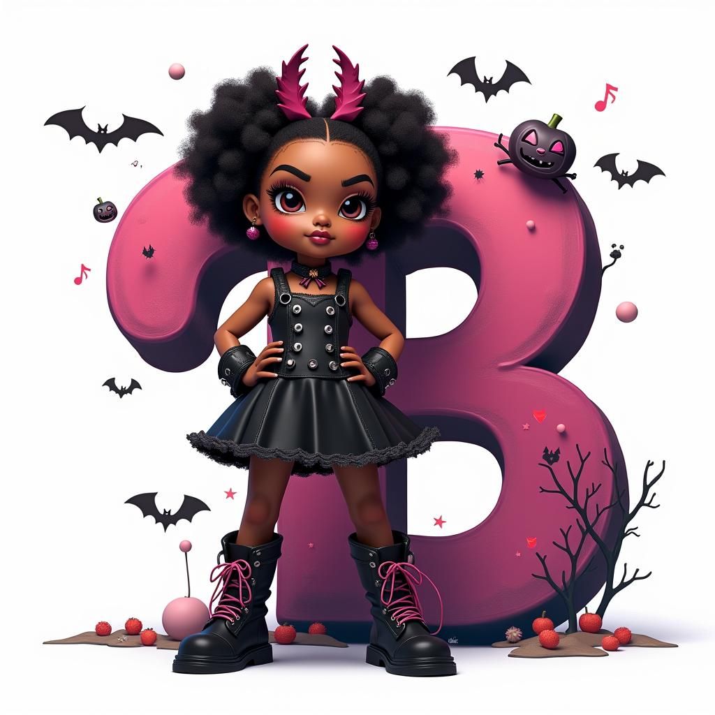 Afrocentric Doll in Gothic Dress Digital Art