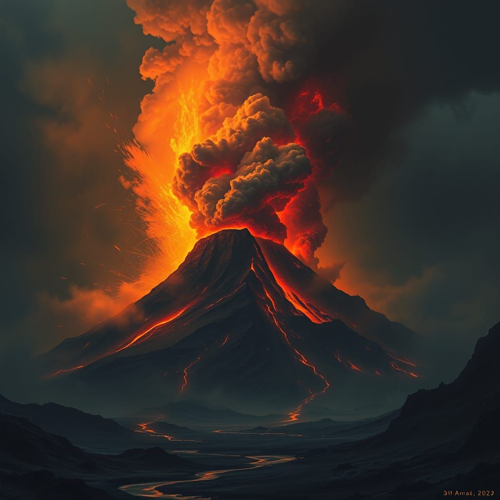 Volcano Eruption in Apocalyptic Style