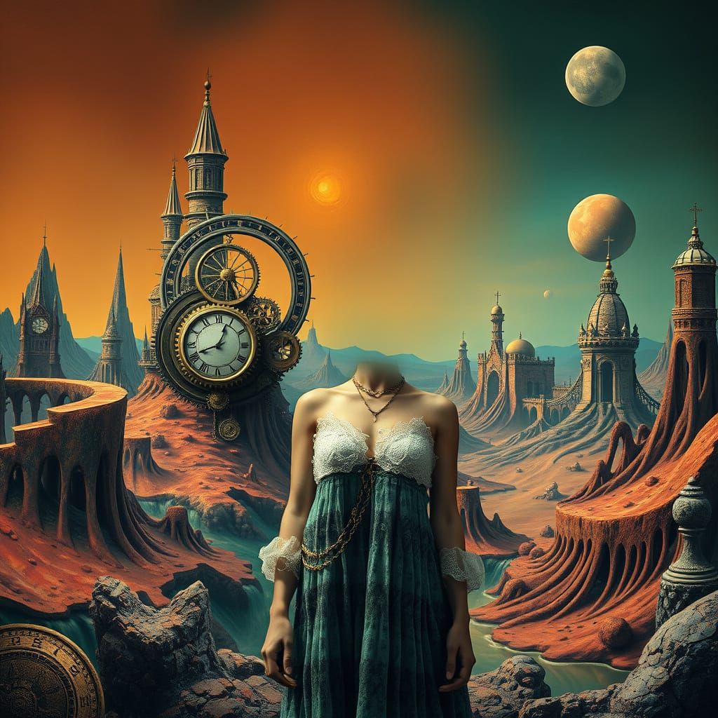 Surreal Dreamscapes in Oil on Canvas Style