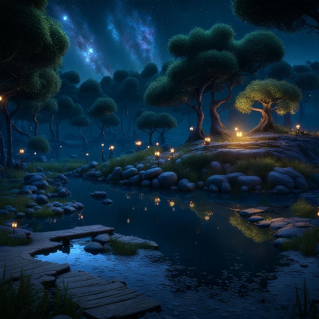 Fairy and Goblin Chatting in Magical Forest, 3D Render