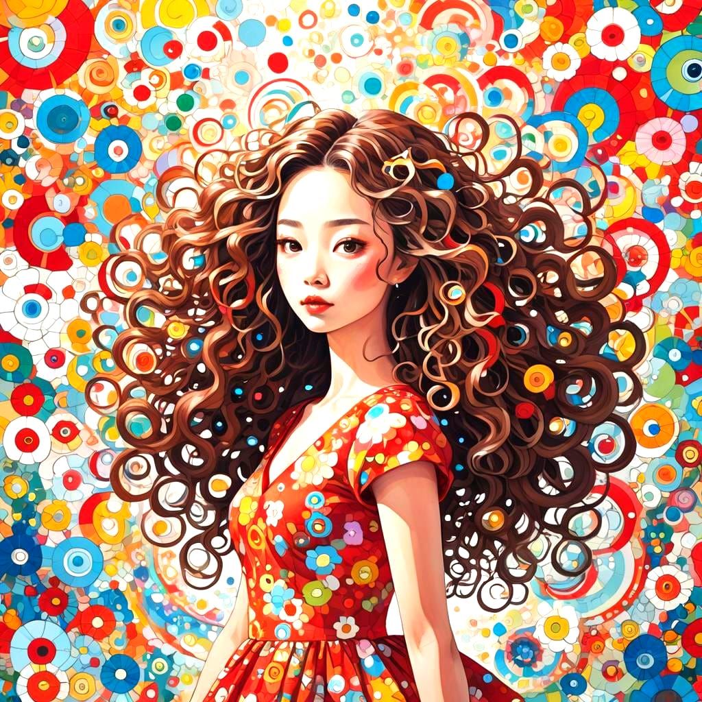 Playful Woman in Red Dress: Conceptual 3D Art