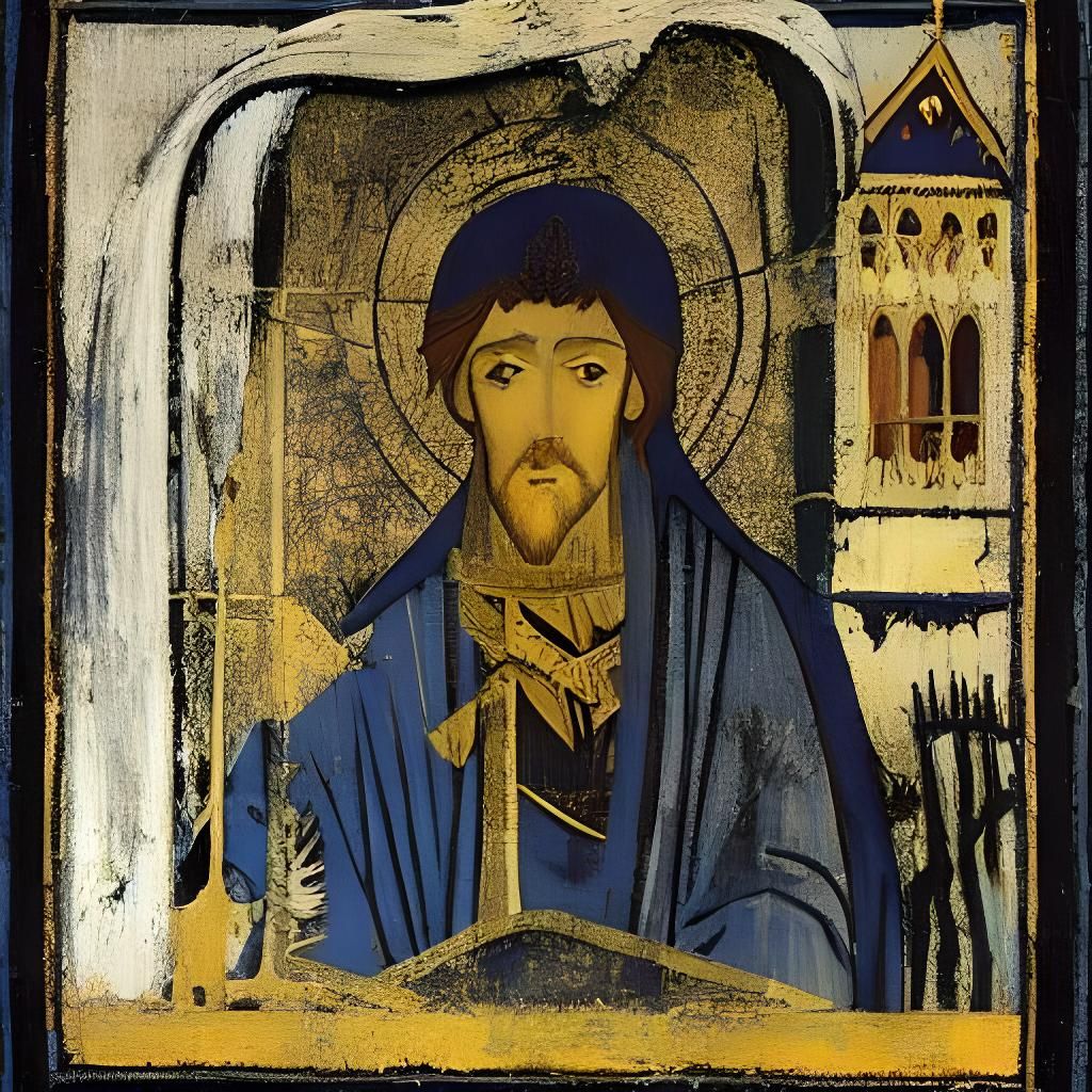 Vampire Figure in Abstract Cubist Style