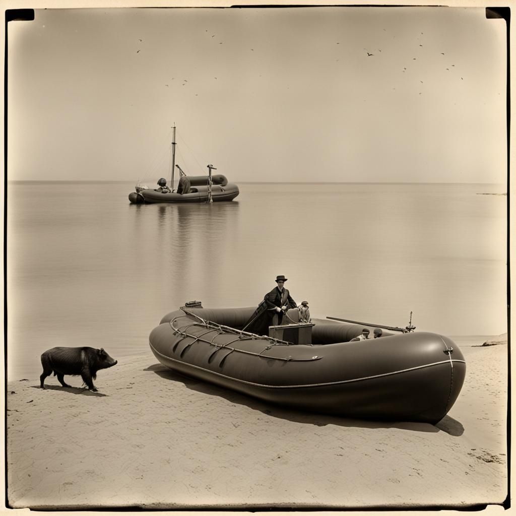 1930s Seaplane Landing off Desert Shore