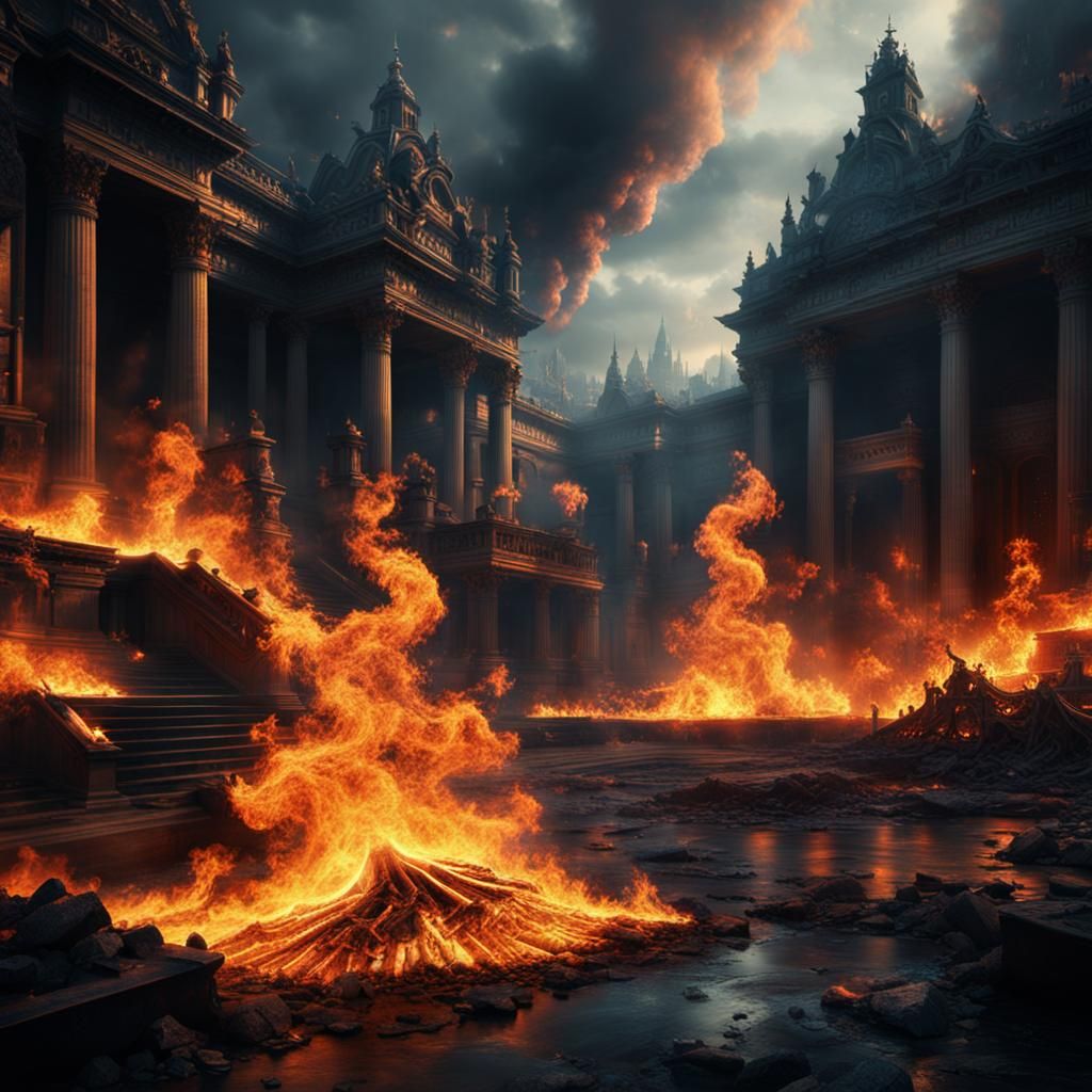 Dancing Fire Flames in Digital Matte Painting