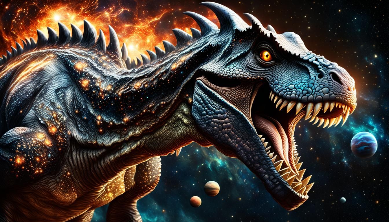 Epic Dinosaur in Space with Titanium Scales