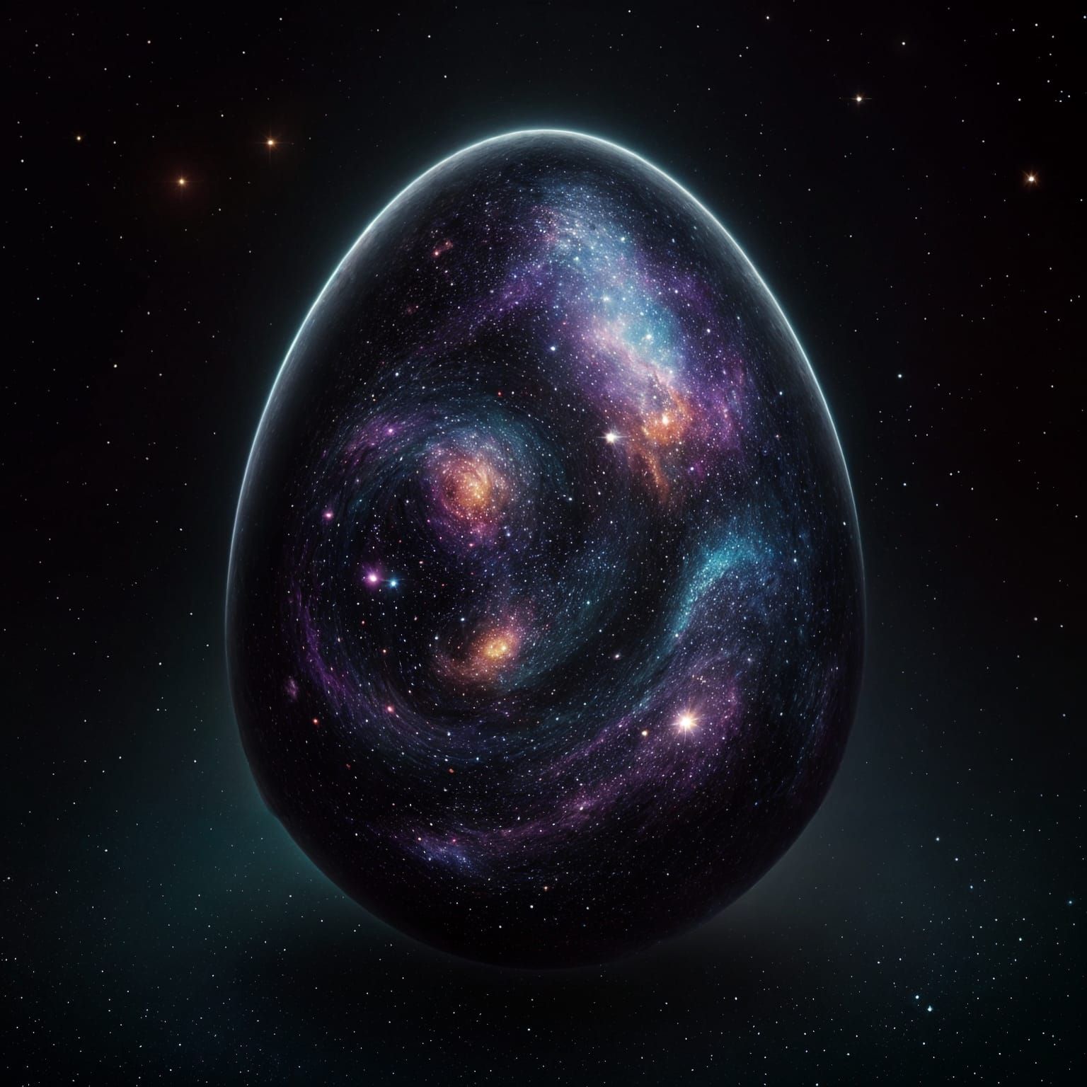 Galaxy Egg: Shimmering Cosmic Colors and Nebulae