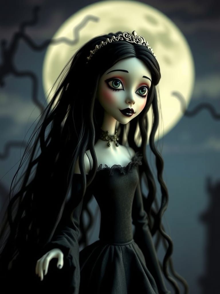 Claymation Goth Bride in Burtonesque Style