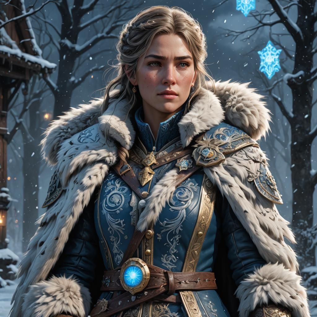 Snow Elf Captain in a Snowy Scene