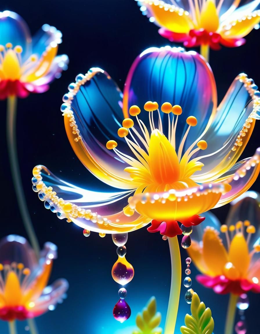 Luminous Translucent Jelly Flower Close-Up