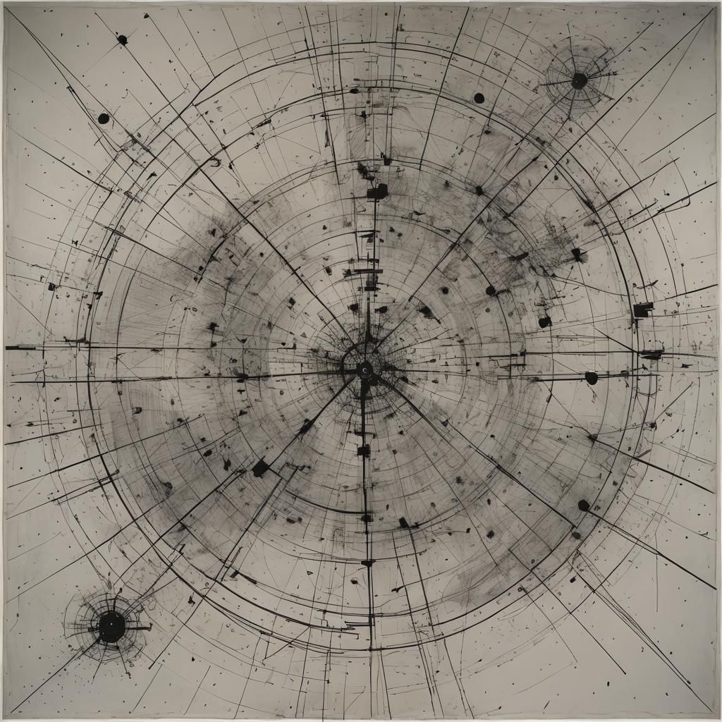 Abstract Cosmic Starmap in Julie Mehretu Style