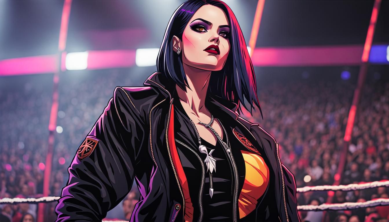 Tough Goth Wrestler Illustration in Deep Colors