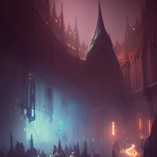 Ravenclaw Dark Fantasy Concept Art in Art Nouveau Style