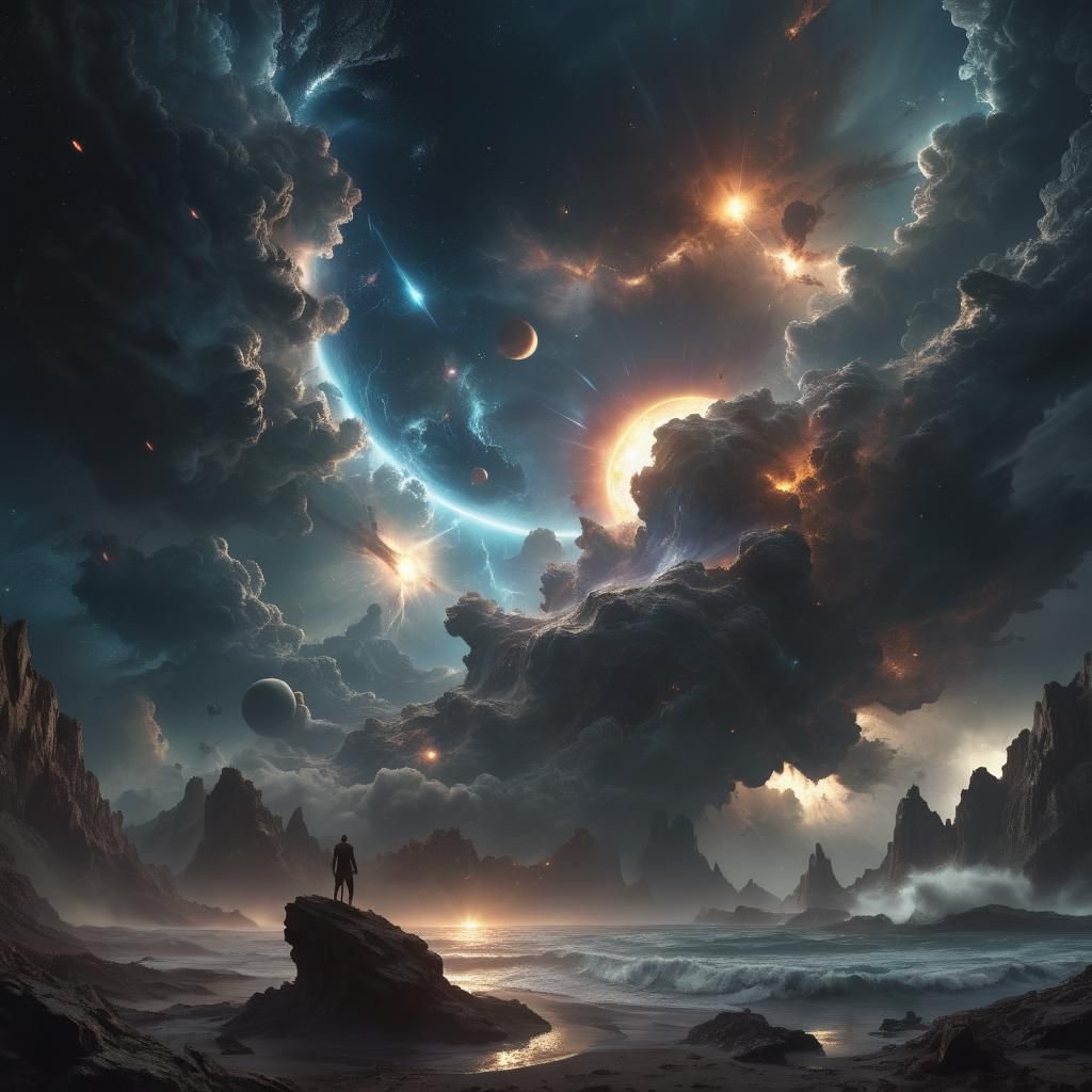 Astrological Storm Rages in Deep Galaxy: Digital Painting