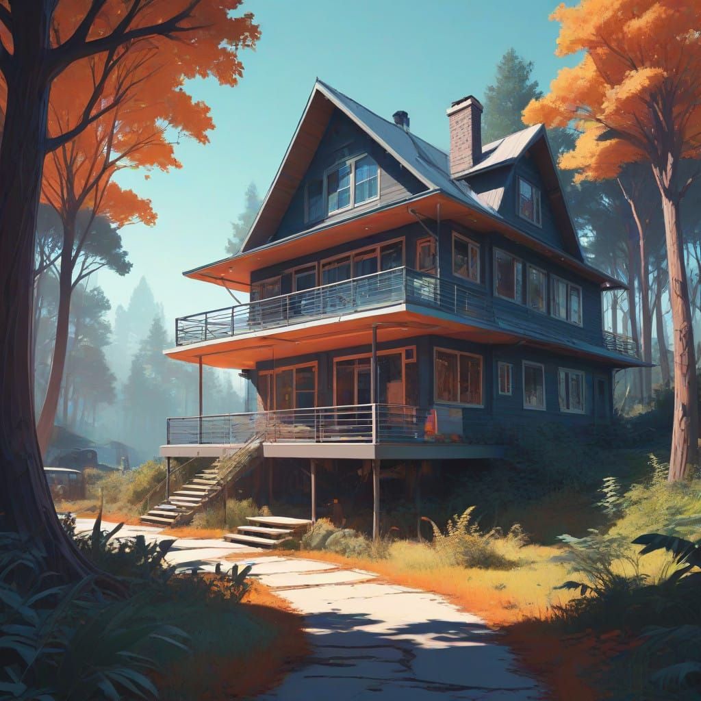 Whimsical Cottage in Serene Dreamy Landscape