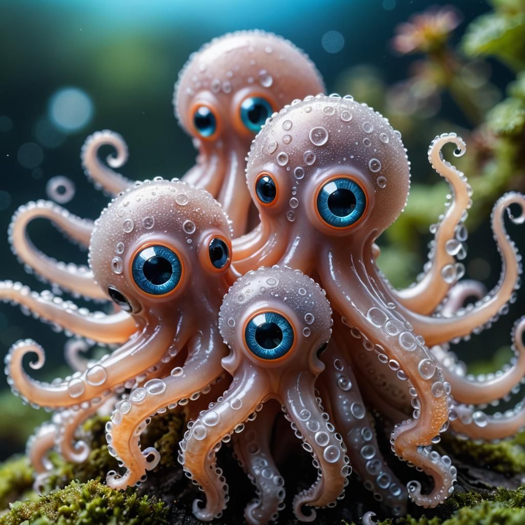 Translucent Octopus Droids in Alien Landscape