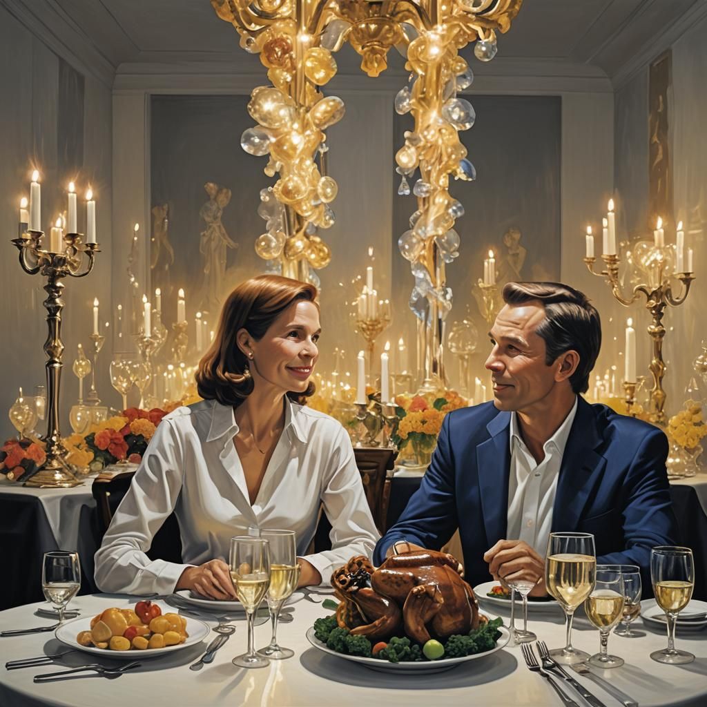 Couple's Dinner: Pop Art Style