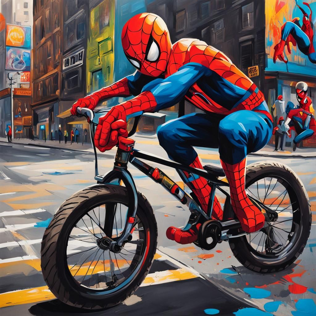 Spiderman Helping Boy: Graffiti Street Art