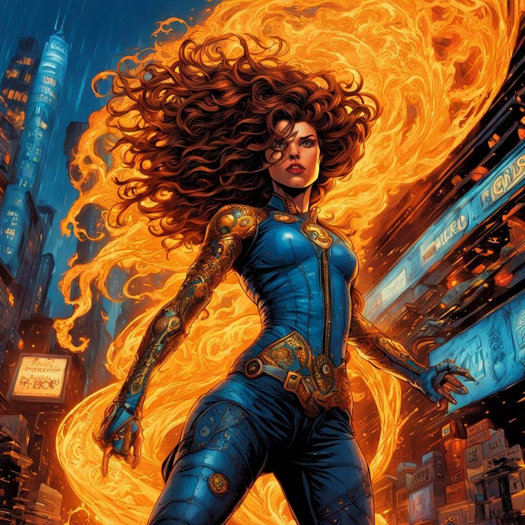 Persian Superheroine Rides the Stormy Night